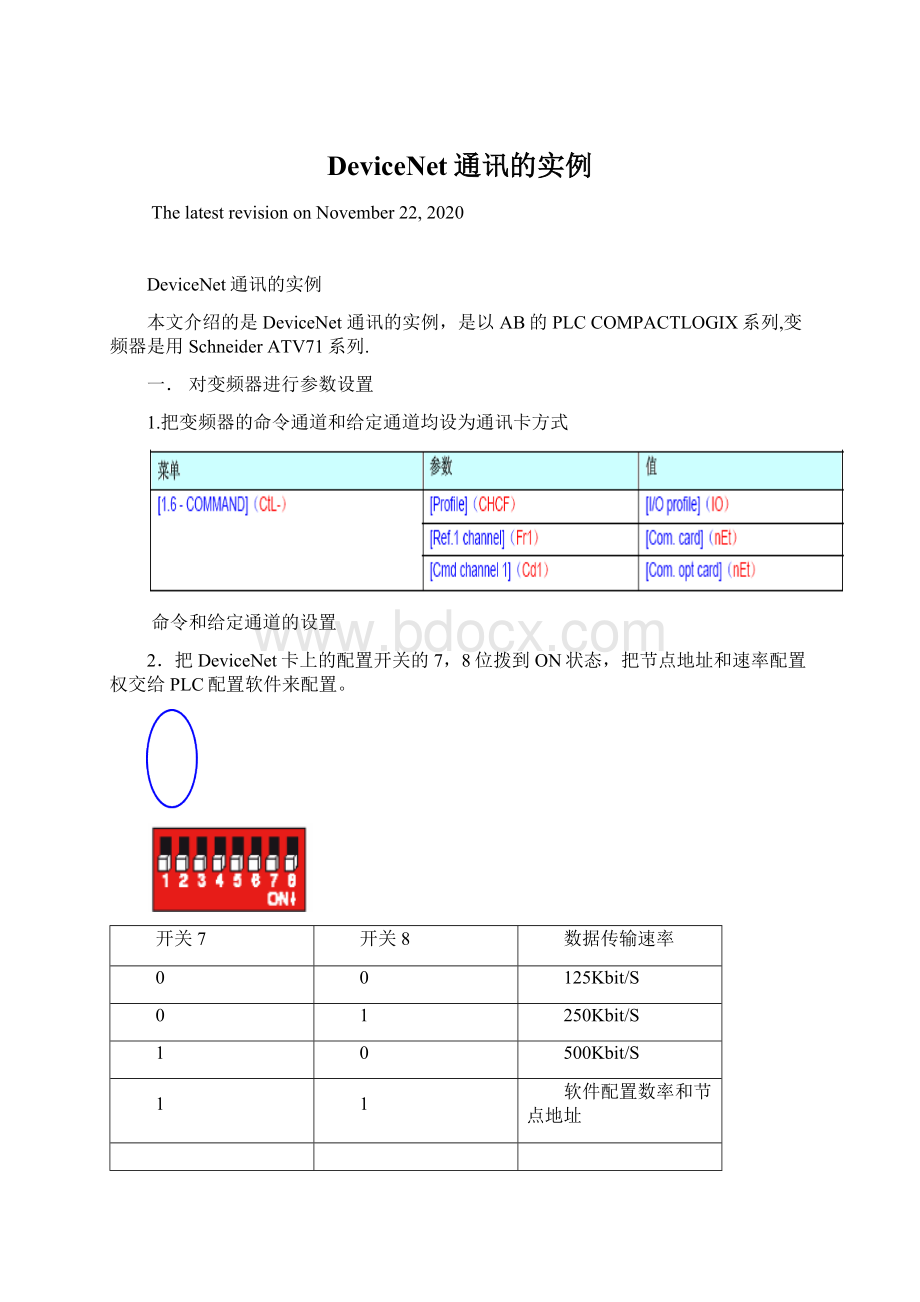 DeviceNet通讯的实例Word格式文档下载.docx