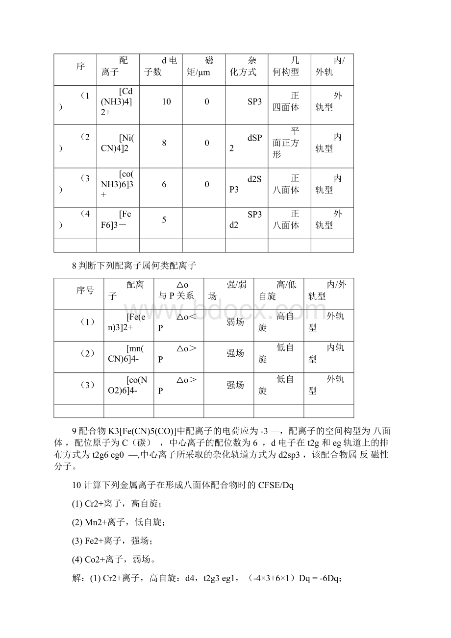 无机化学第12章配位化学基础习题及全解答.docx_第2页