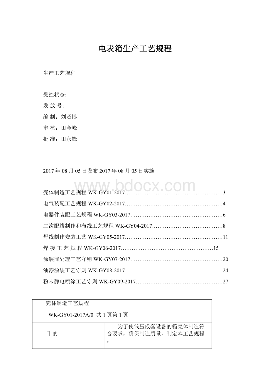 电表箱生产工艺规程.docx_第1页