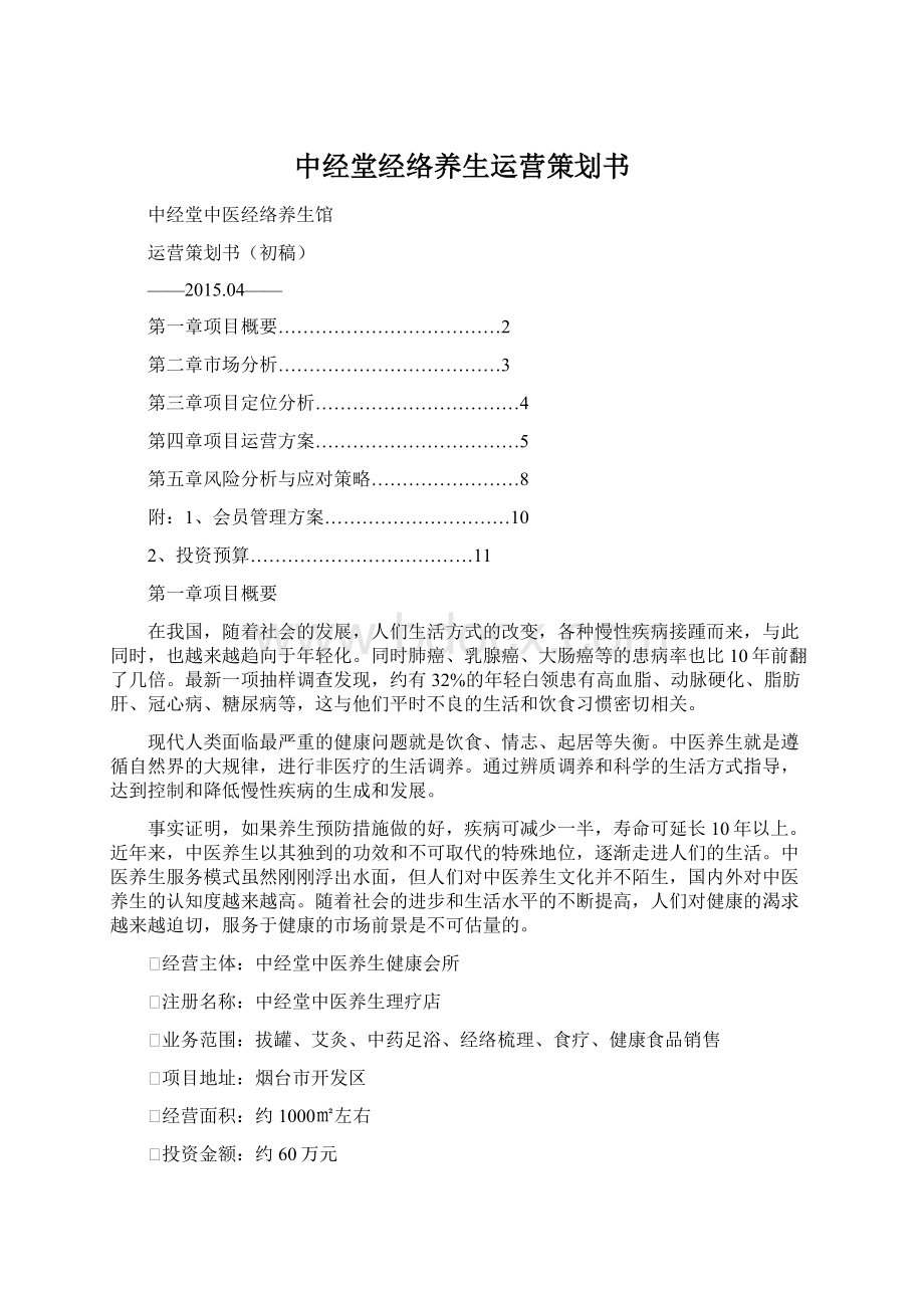 中经堂经络养生运营策划书.docx