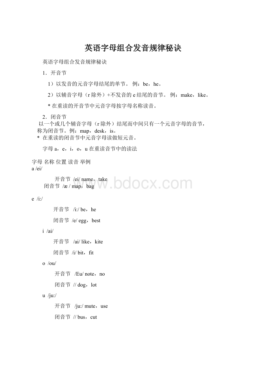 英语字母组合发音规律秘诀Word下载.docx_第1页