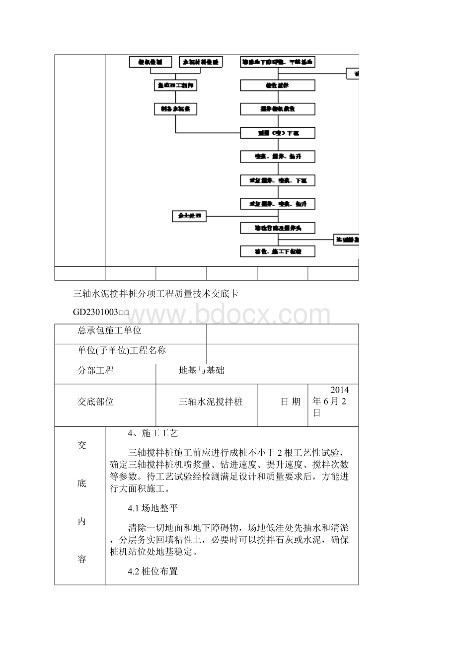 三轴水泥搅拌桩后台分项工程质量技术交底卡Word格式.docx_第2页