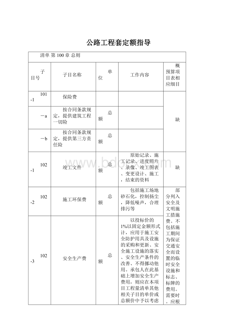 公路工程套定额指导Word文档格式.docx_第1页