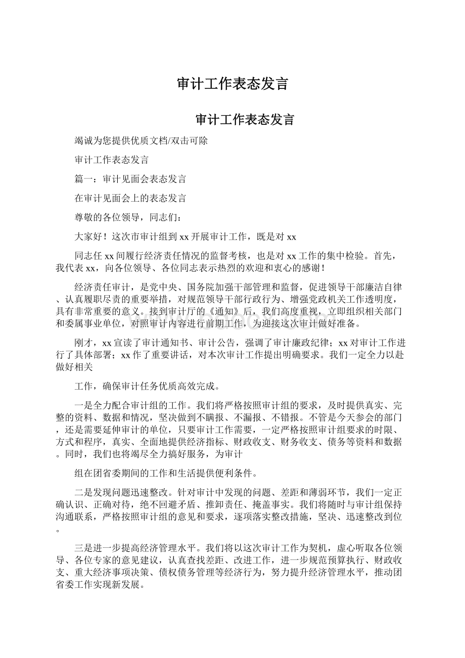 审计工作表态发言.docx_第1页