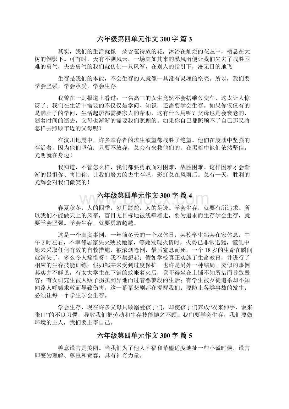 关于六年级第四单元作文300字合集10篇文档格式.docx_第2页