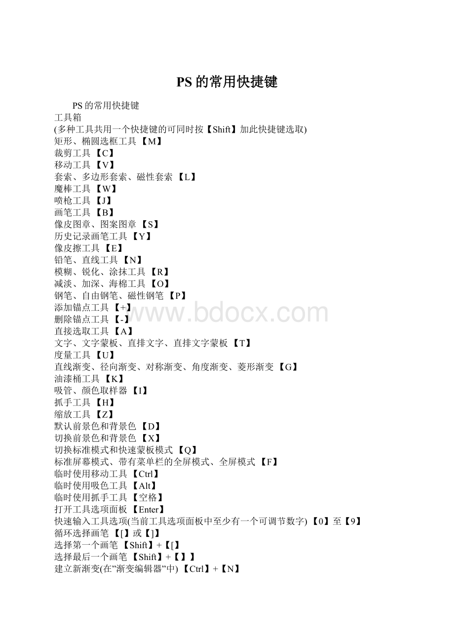 PS的常用快捷键Word文件下载.docx_第1页