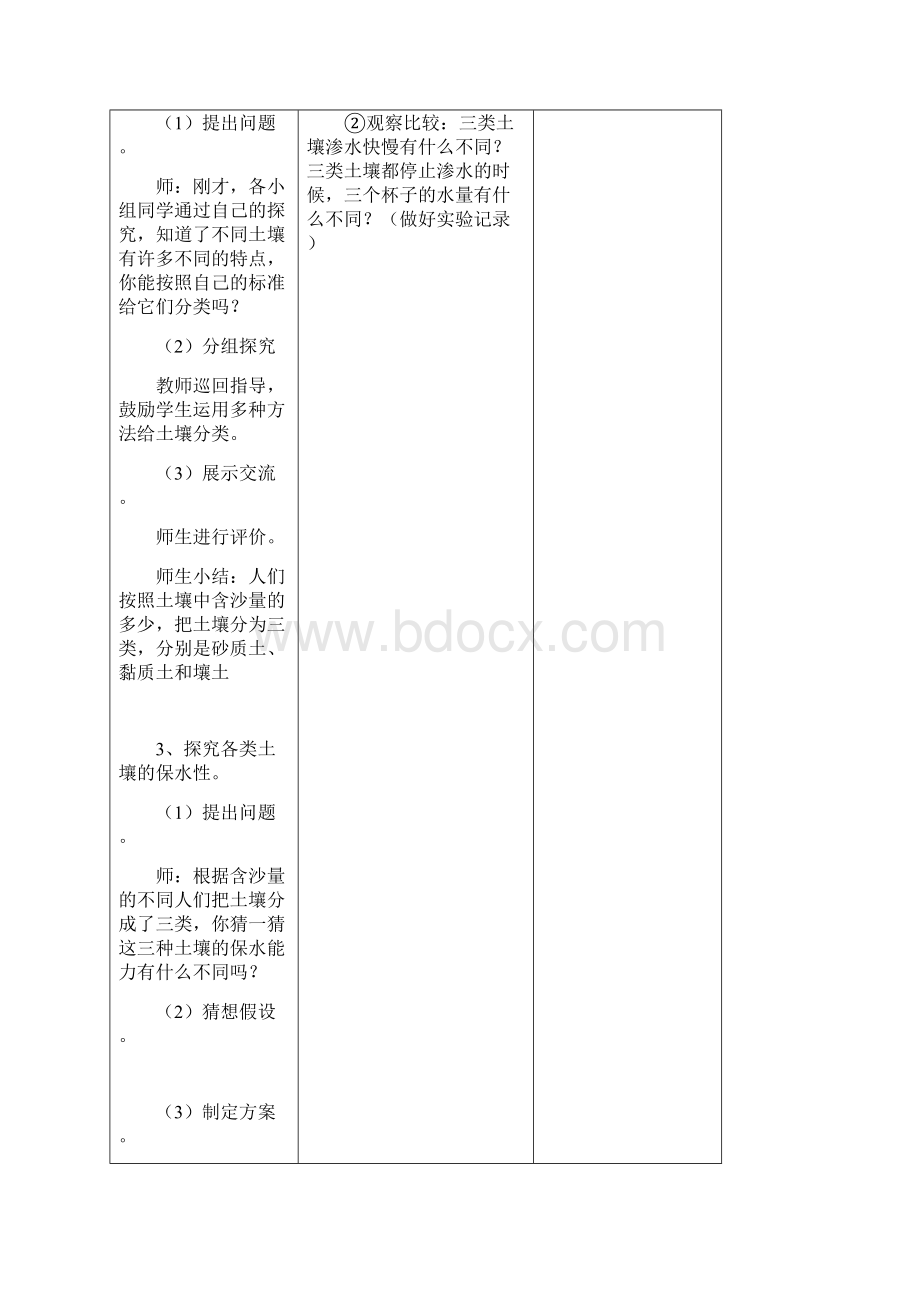 青岛版科学三下《土壤的种类》表格式教案.docx_第3页