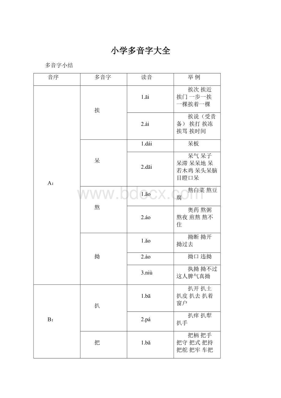 小学多音字大全.docx