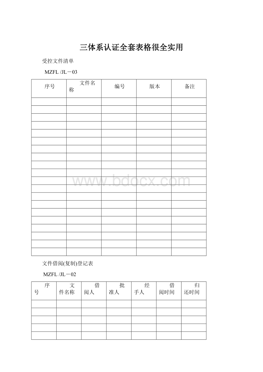 三体系认证全套表格很全实用Word文档下载推荐.docx