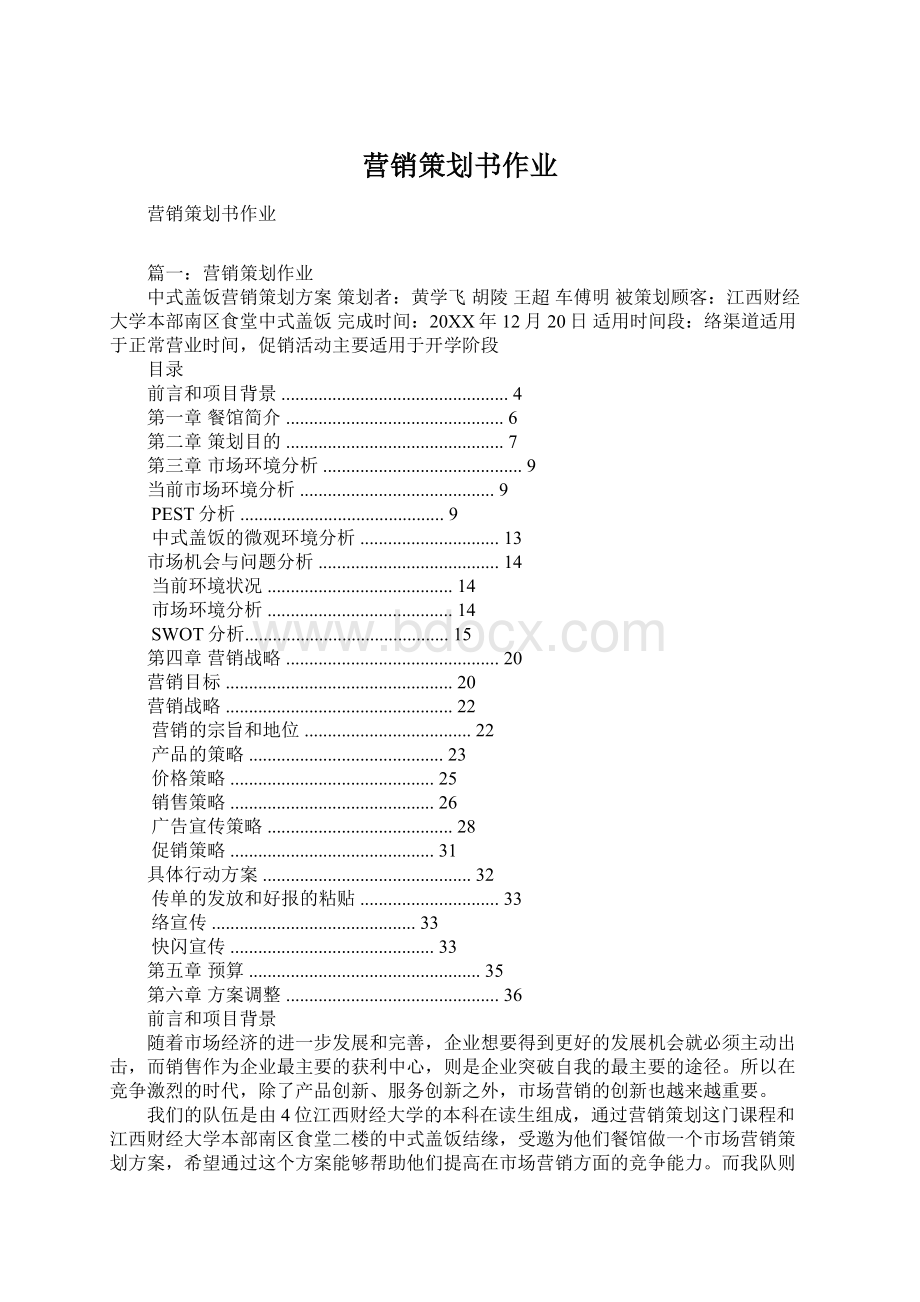 营销策划书作业Word文件下载.docx