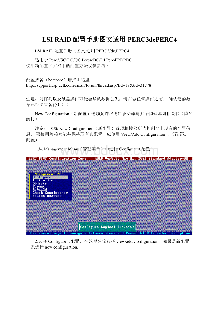 LSI RAID配置手册图文适用PERC3dcPERC4Word文件下载.docx