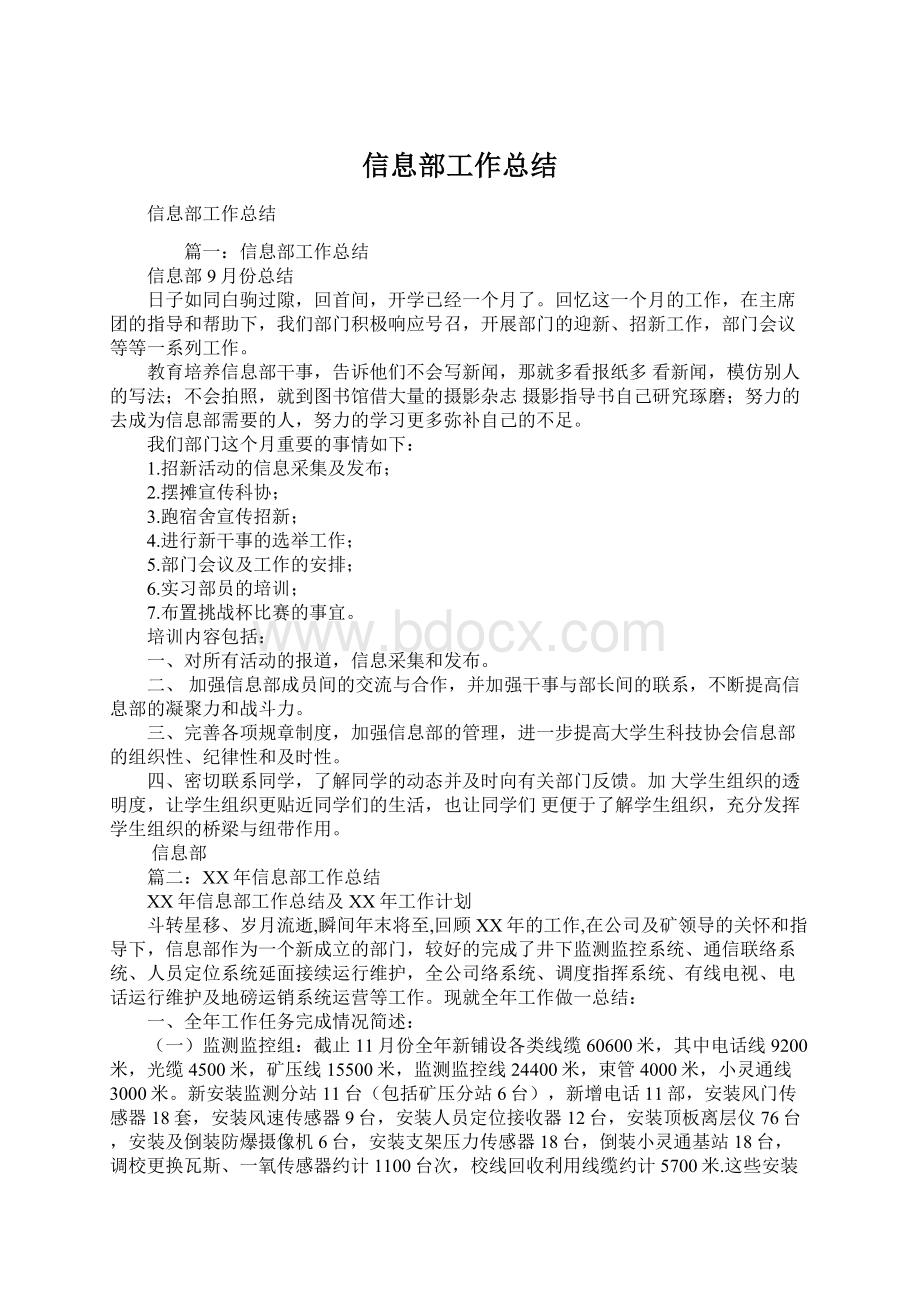 信息部工作总结Word格式文档下载.docx_第1页