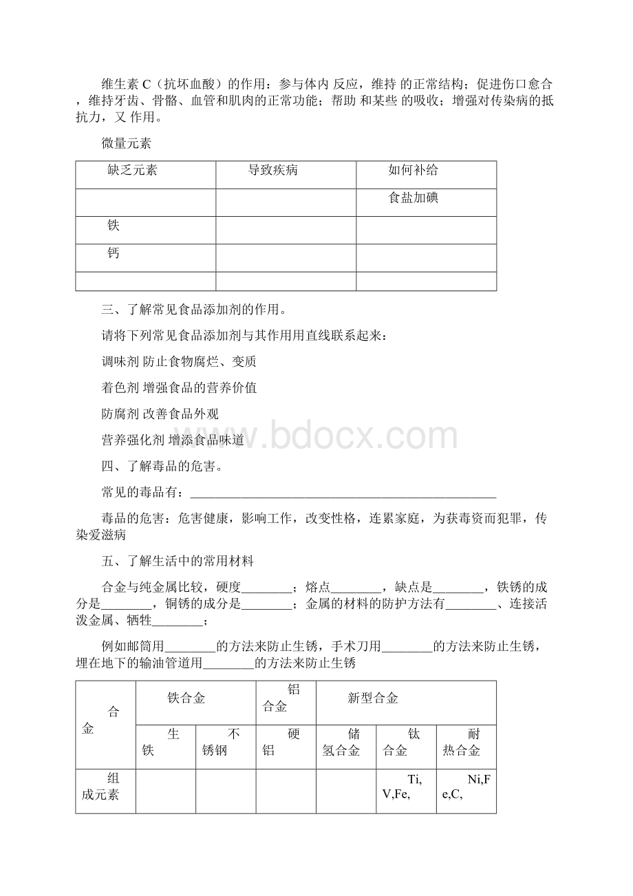 高中高三化学学业水平考试专题复习学案12个专题选修1化学与生活12 选修1化学与生活12doc.docx_第3页