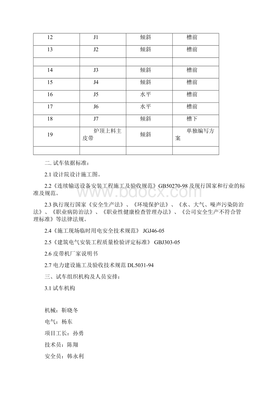 皮带机试车方案Word格式文档下载.docx_第2页