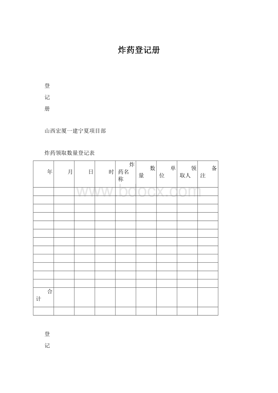 炸药登记册Word文档格式.docx