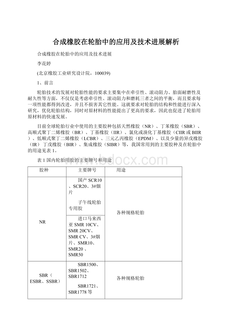 合成橡胶在轮胎中的应用及技术进展解析.docx_第1页