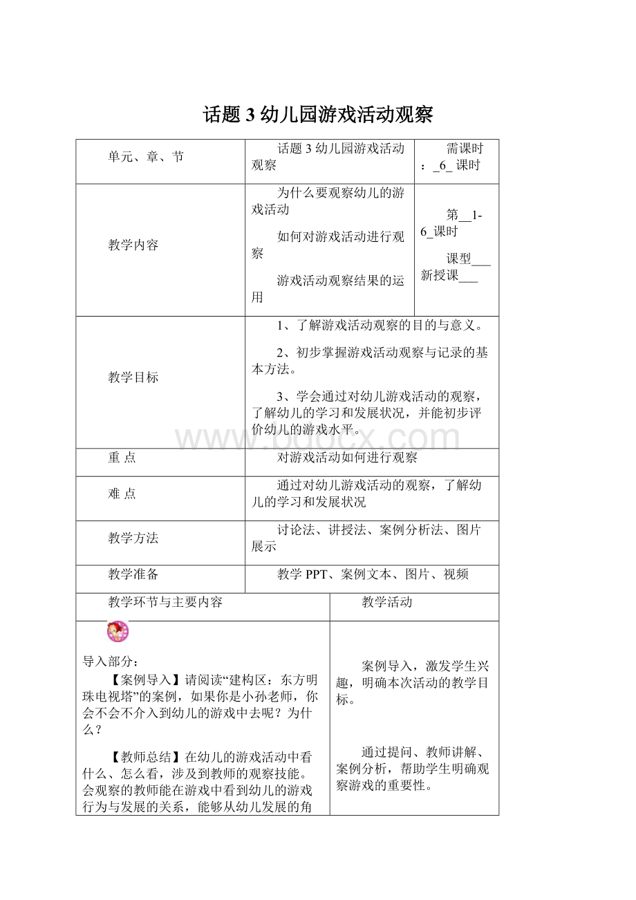 话题3 幼儿园游戏活动观察Word文档下载推荐.docx_第1页