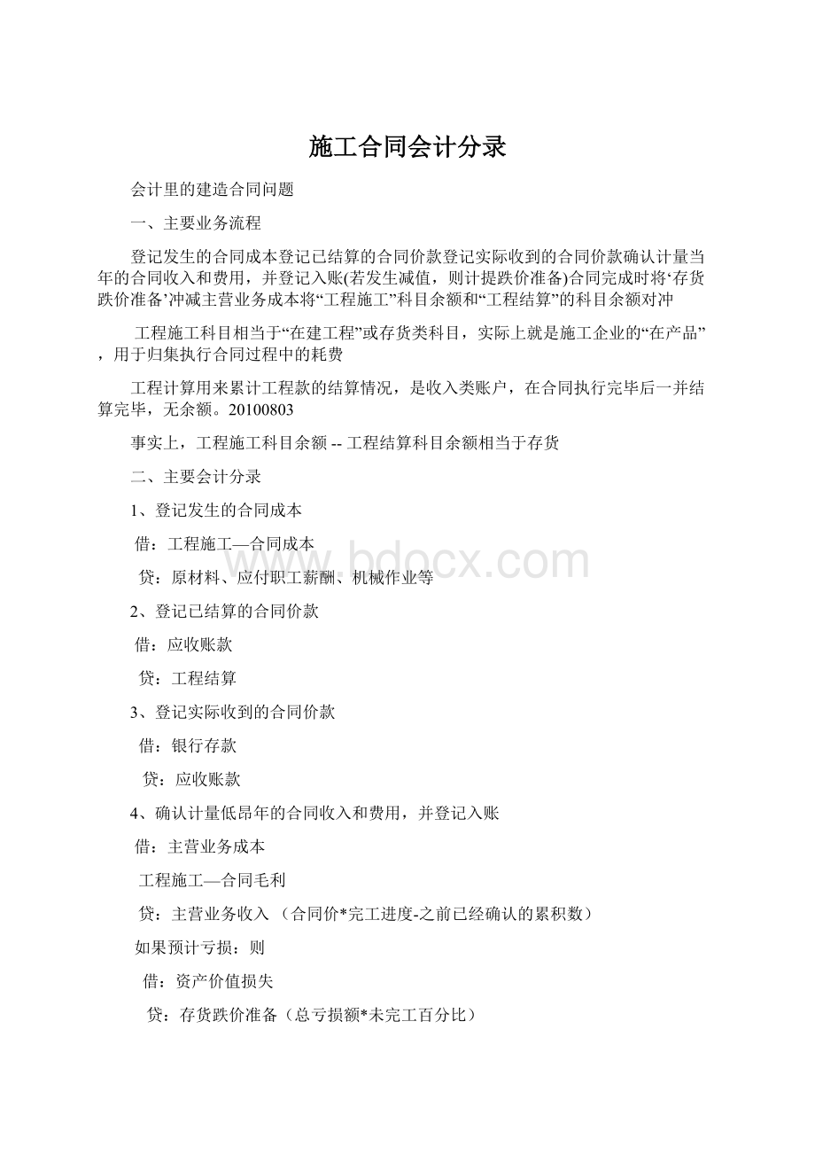 施工合同会计分录文档格式.docx