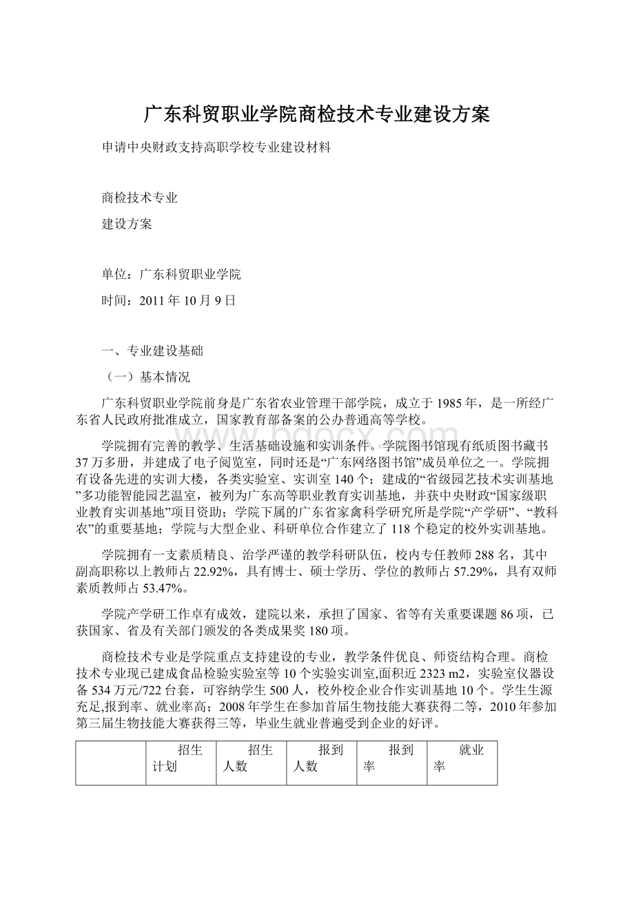 广东科贸职业学院商检技术专业建设方案.docx