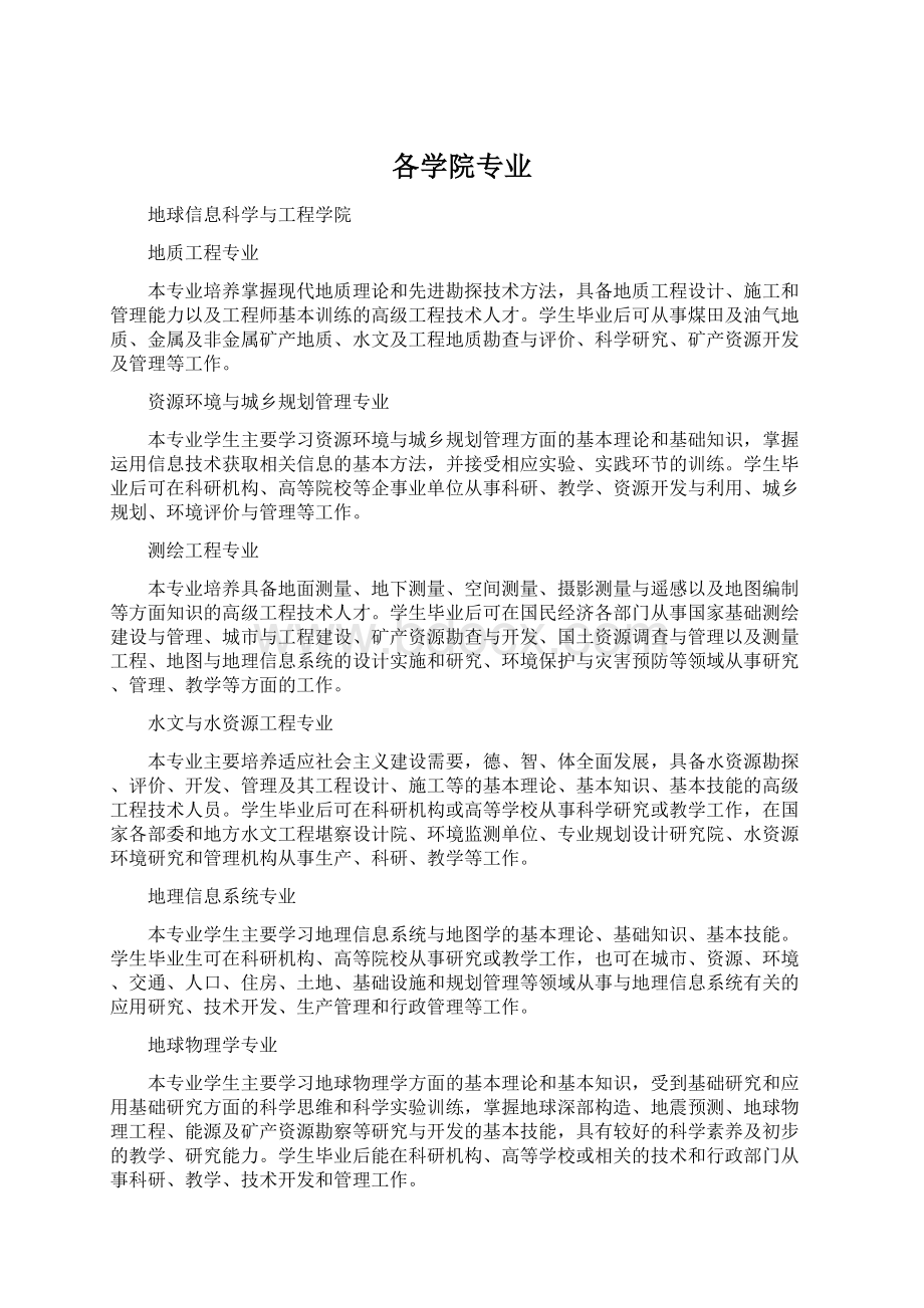 各学院专业Word下载.docx