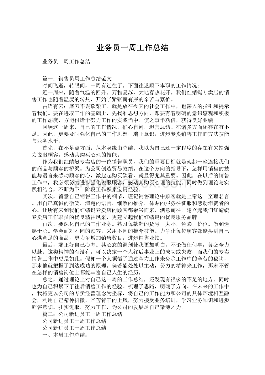 业务员一周工作总结Word文档格式.docx_第1页