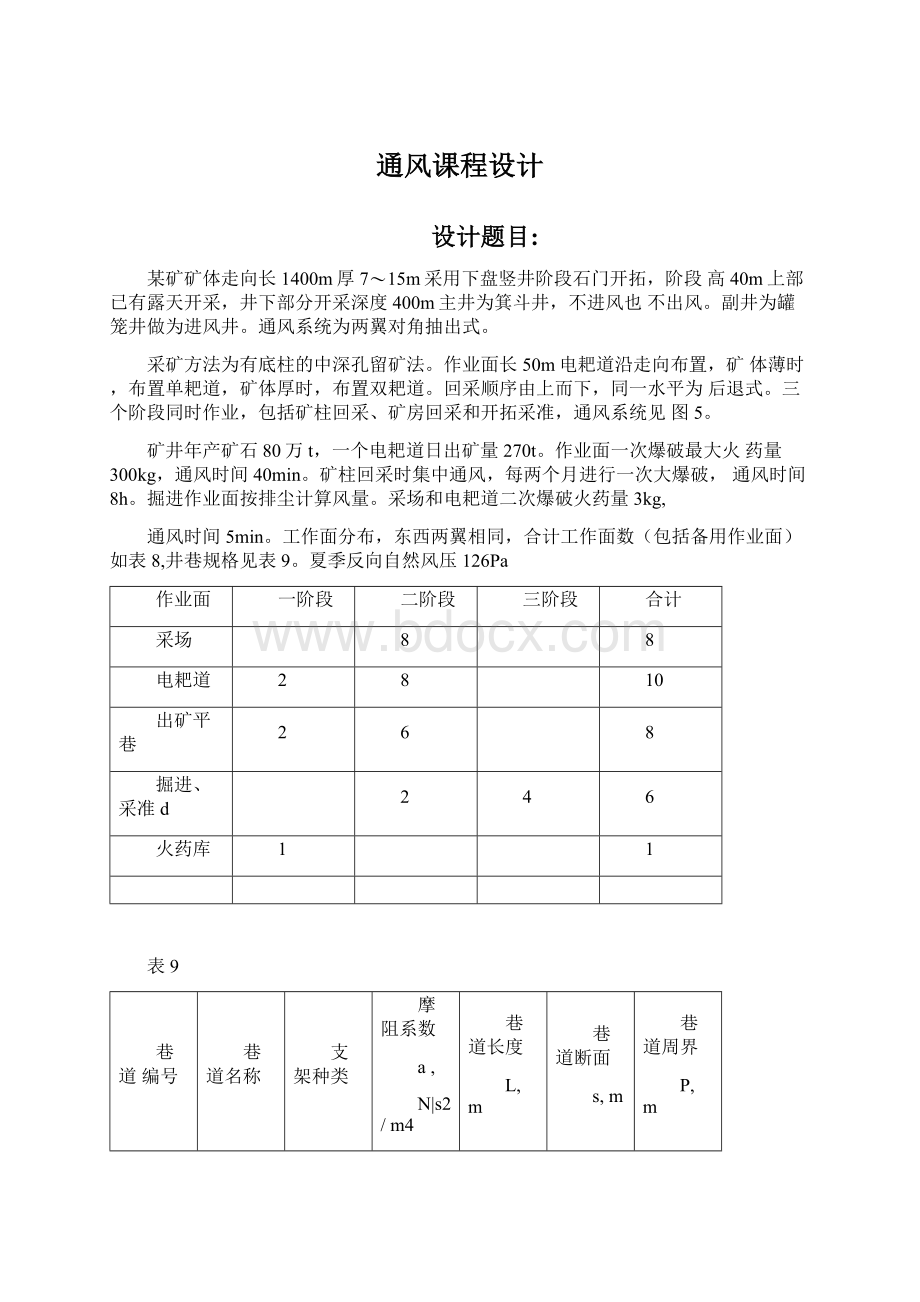 通风课程设计文档格式.docx_第1页