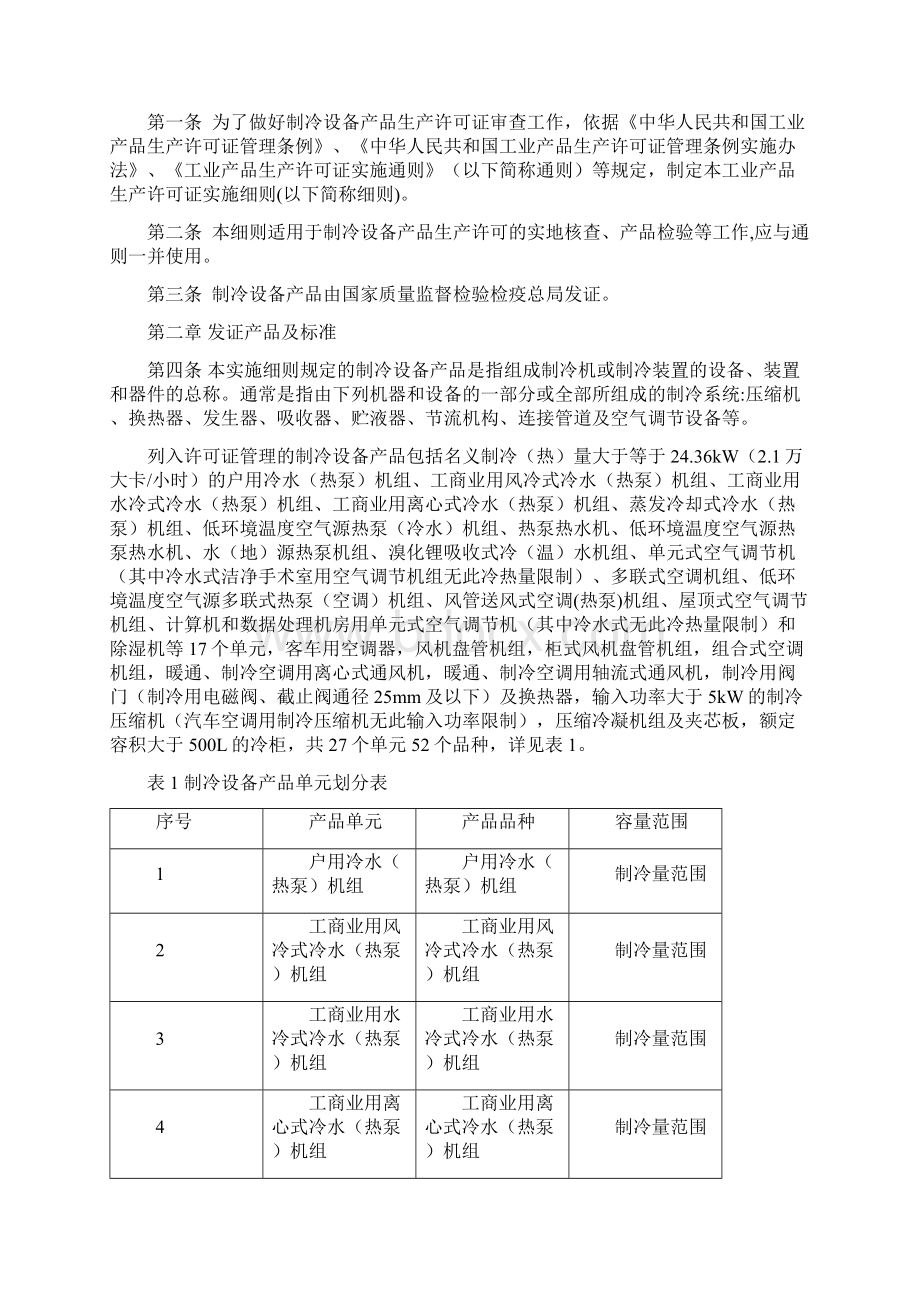 月版工业产品生产许可证实施细则制冷设备Word格式.docx_第2页