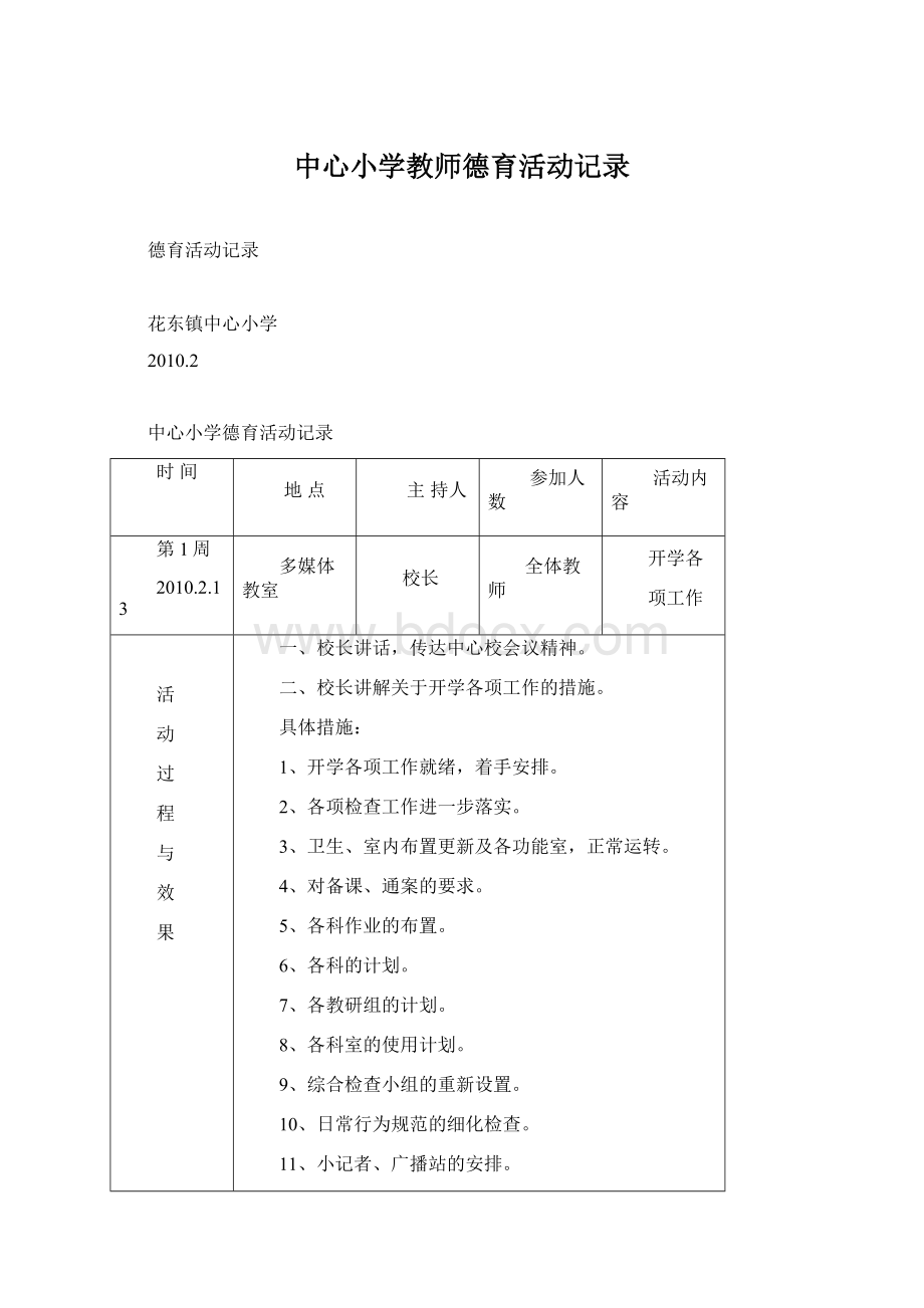 中心小学教师德育活动记录.docx_第1页