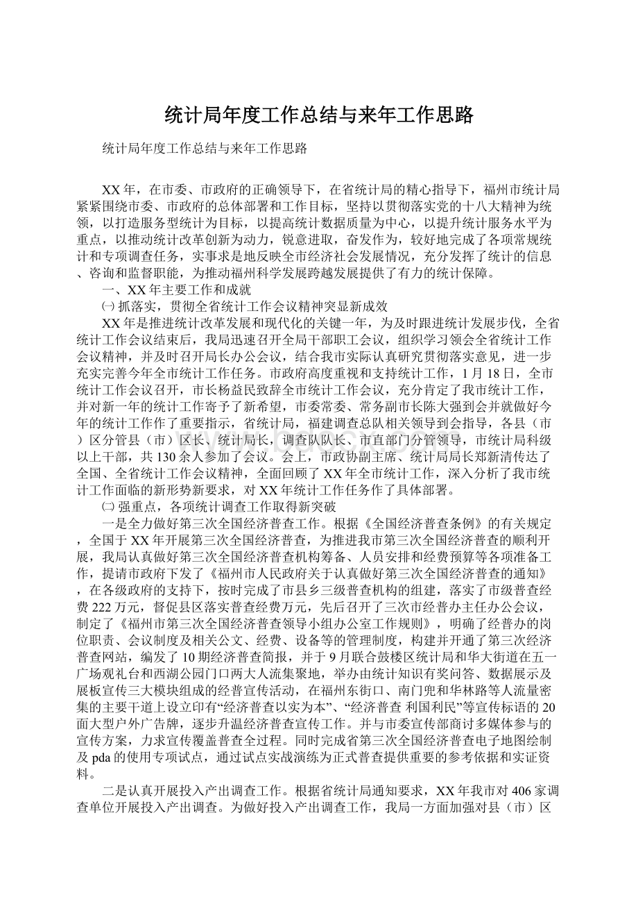 统计局年度工作总结与来年工作思路.docx