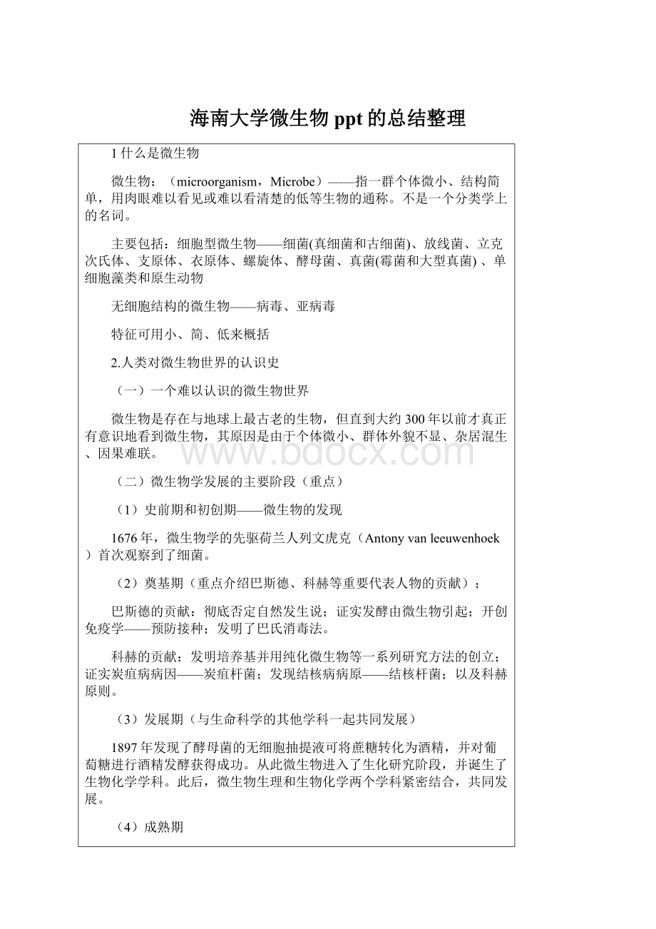 海南大学微生物ppt的总结整理Word文档格式.docx