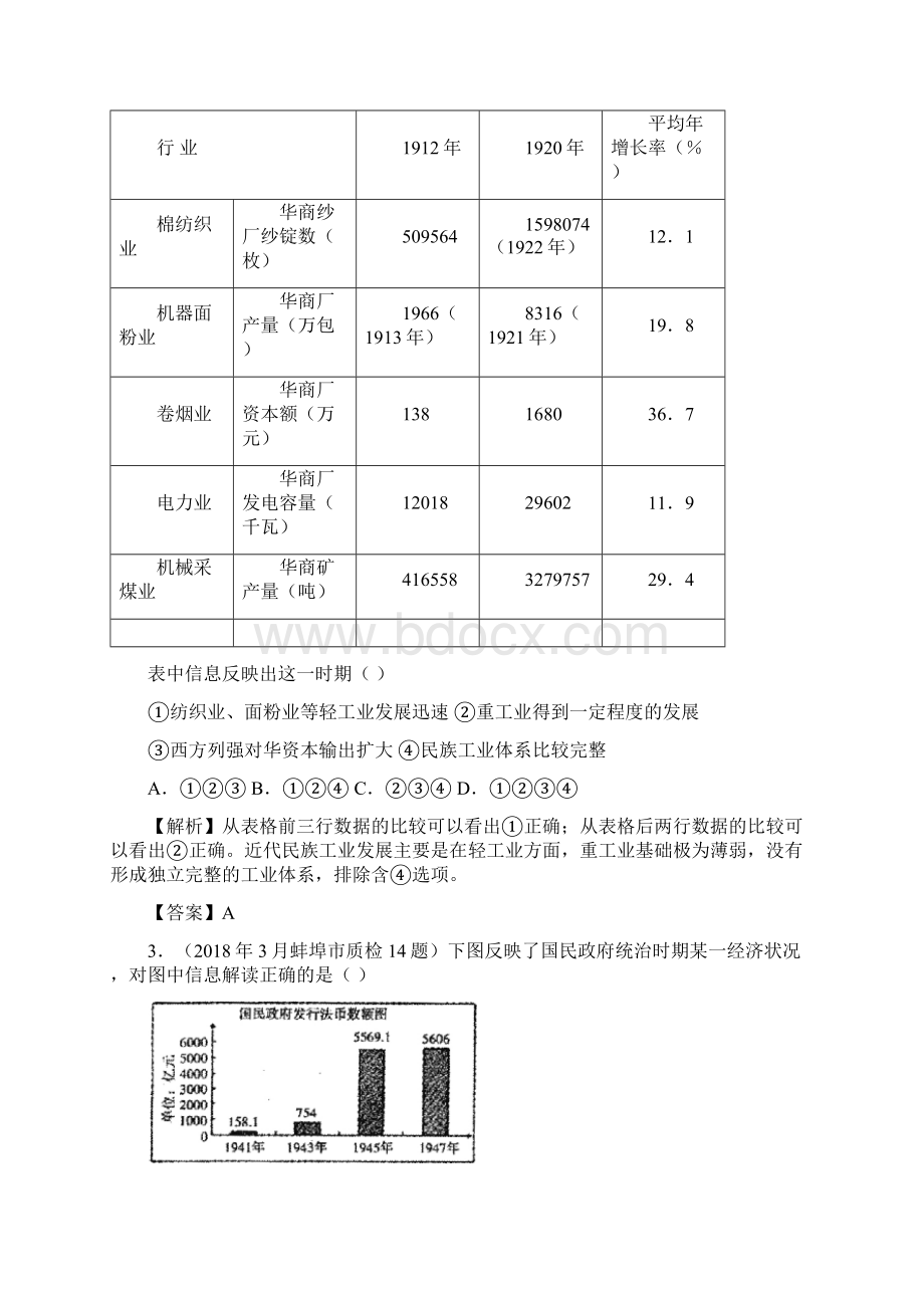 高一历史中国民族资本主义的曲折发展测试题17.docx_第2页