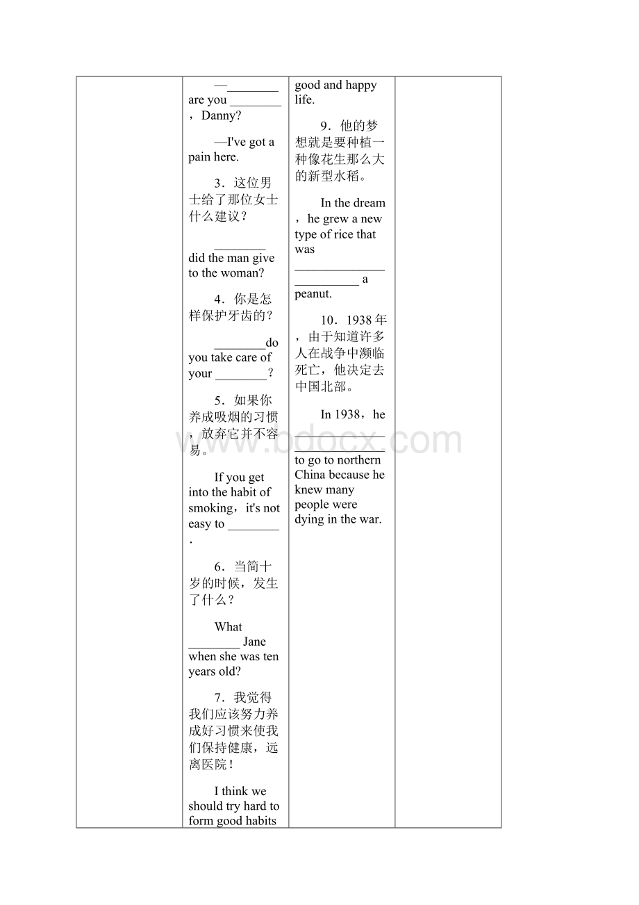 英语基础知识梳理九全Units12无答案Word格式.docx_第3页