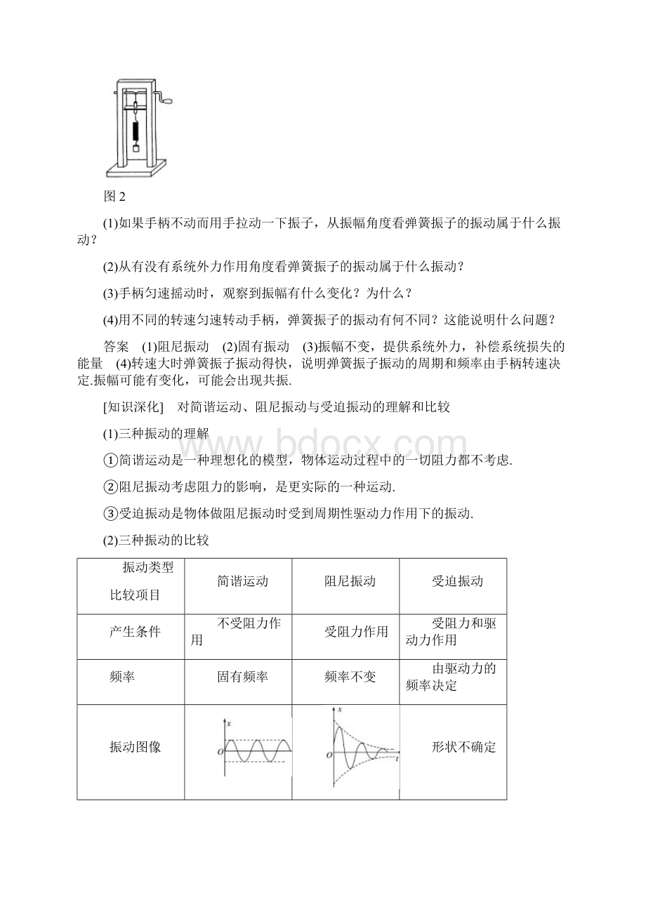 最新版高中物理 第一章 机械振动 4 阻尼振动 受迫振动学案 教科版选修34.docx_第3页