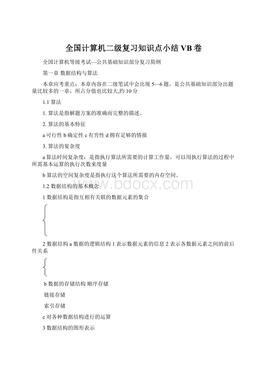 全国计算机二级复习知识点小结VB卷.docx