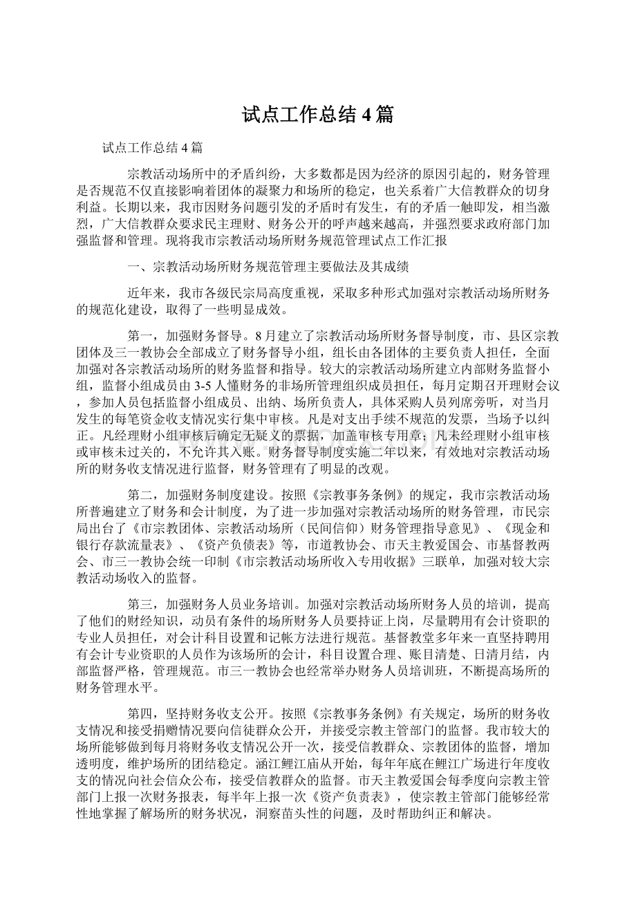 试点工作总结4篇Word格式文档下载.docx