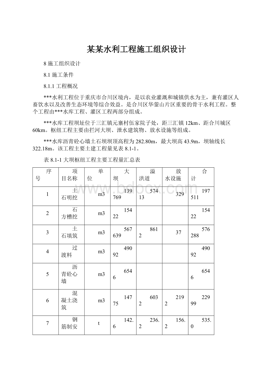 某某水利工程施工组织设计.docx_第1页