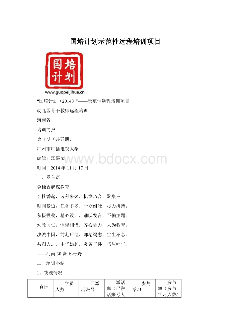 国培计划示范性远程培训项目Word文档下载推荐.docx