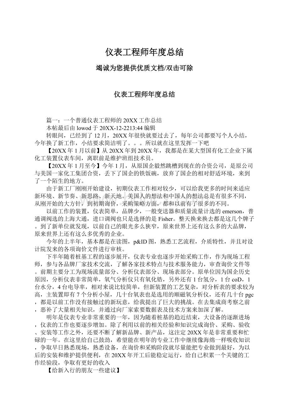 仪表工程师年度总结.docx_第1页