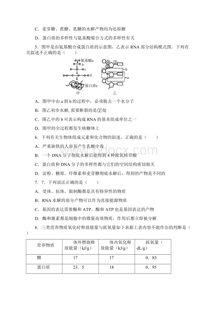 中等生高考生物专题1细胞的分子组成.docx_第2页