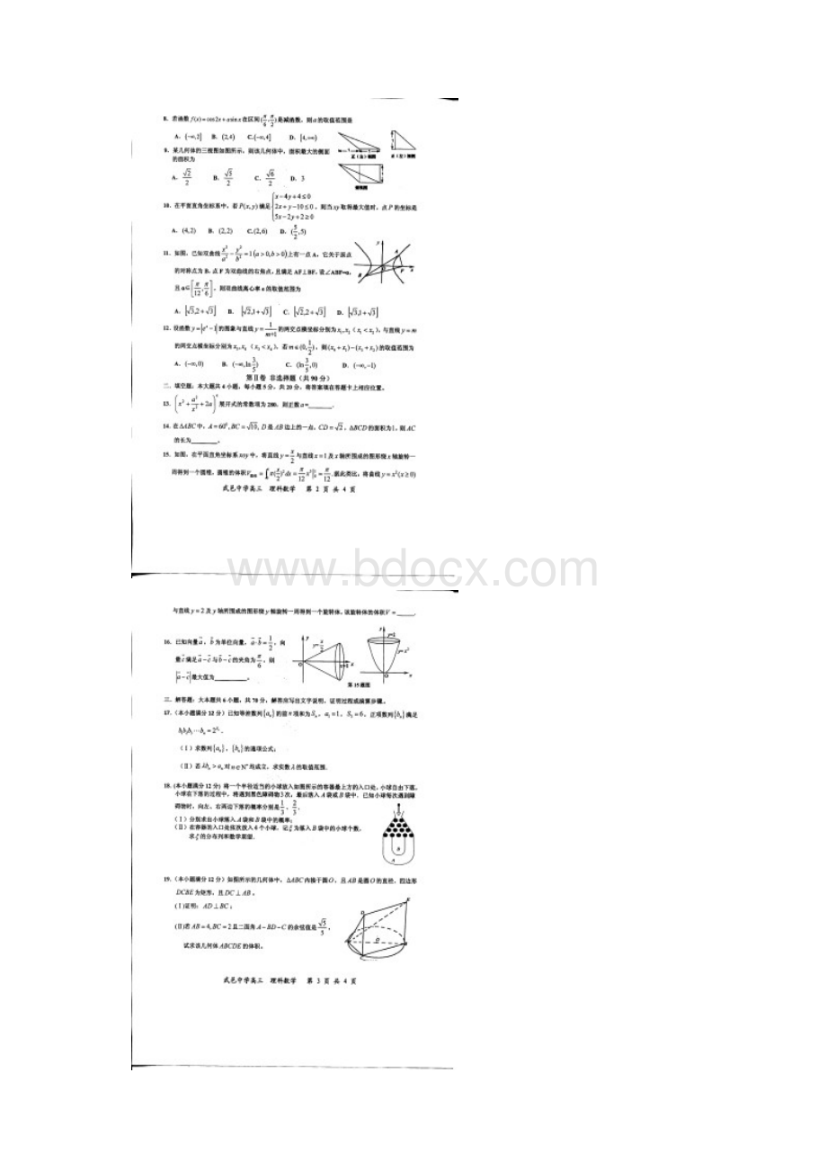 河北省武邑中学届高三下学期周考219数学理试题 扫描版含答案.docx_第2页