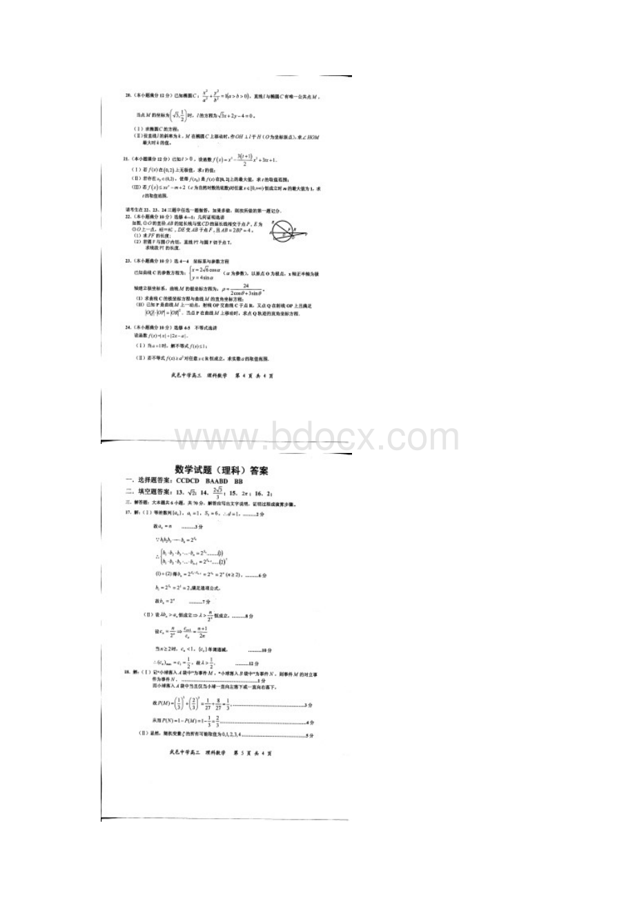 河北省武邑中学届高三下学期周考219数学理试题 扫描版含答案.docx_第3页