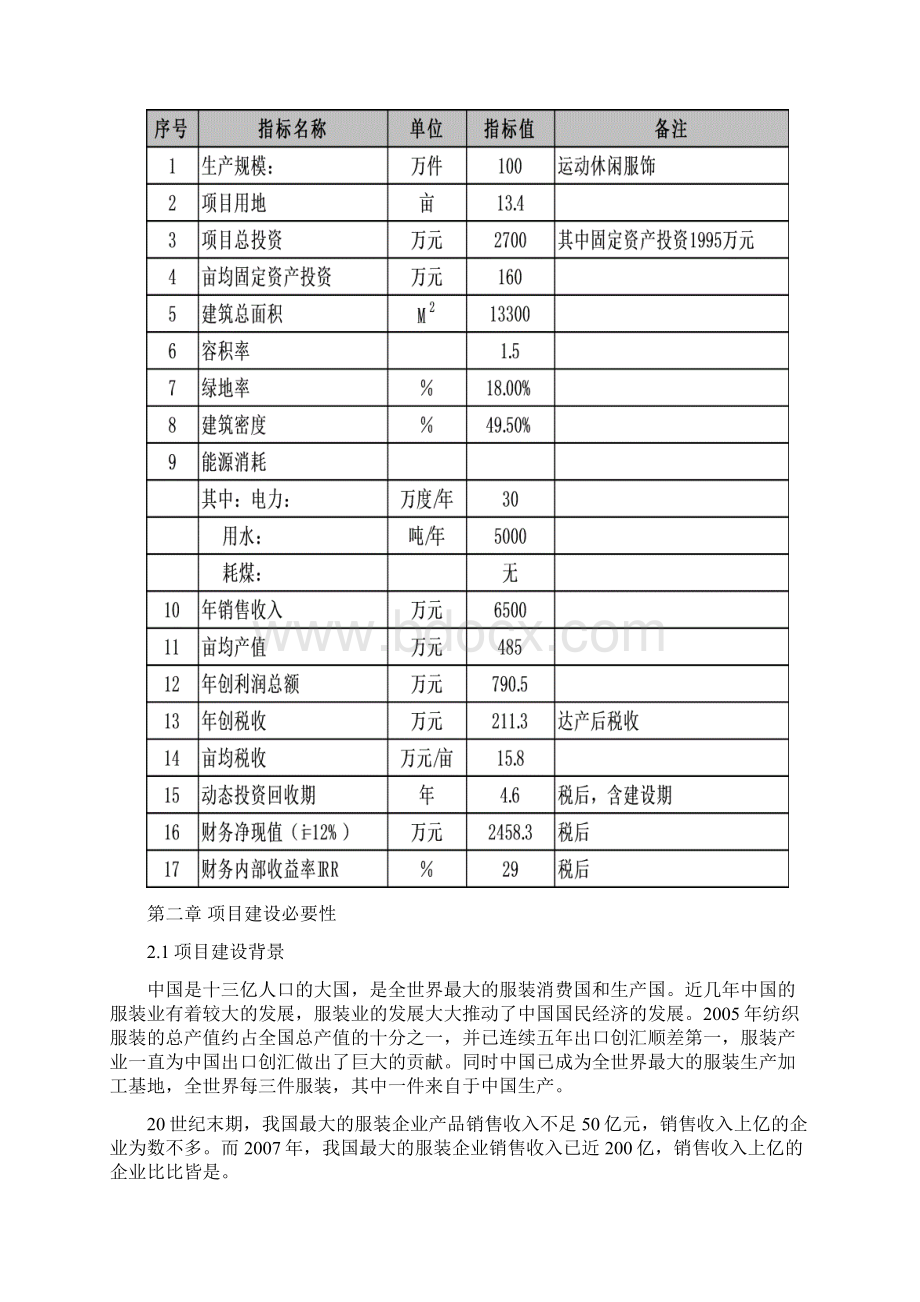 年产100万件运动休闲服生产线可行性研究报告Word文件下载.docx_第3页