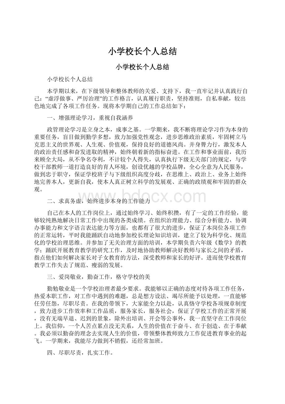 小学校长个人总结.docx