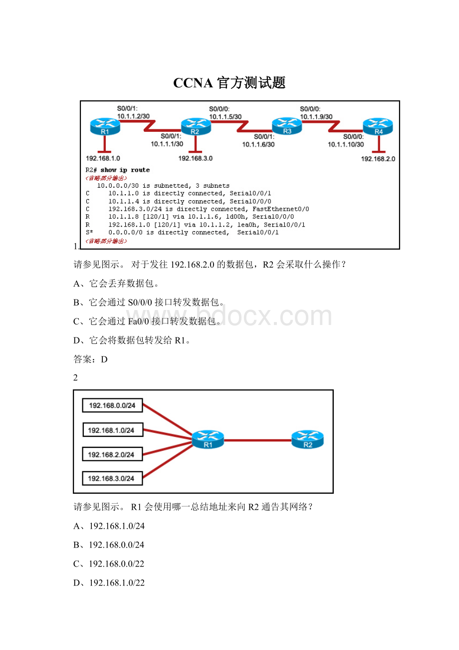 CCNA官方测试题Word下载.docx_第1页