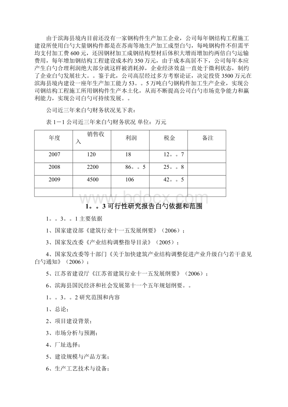 精撰XX工程企业关于钢结构加工生产项目可行性研究报告Word文档格式.docx_第2页