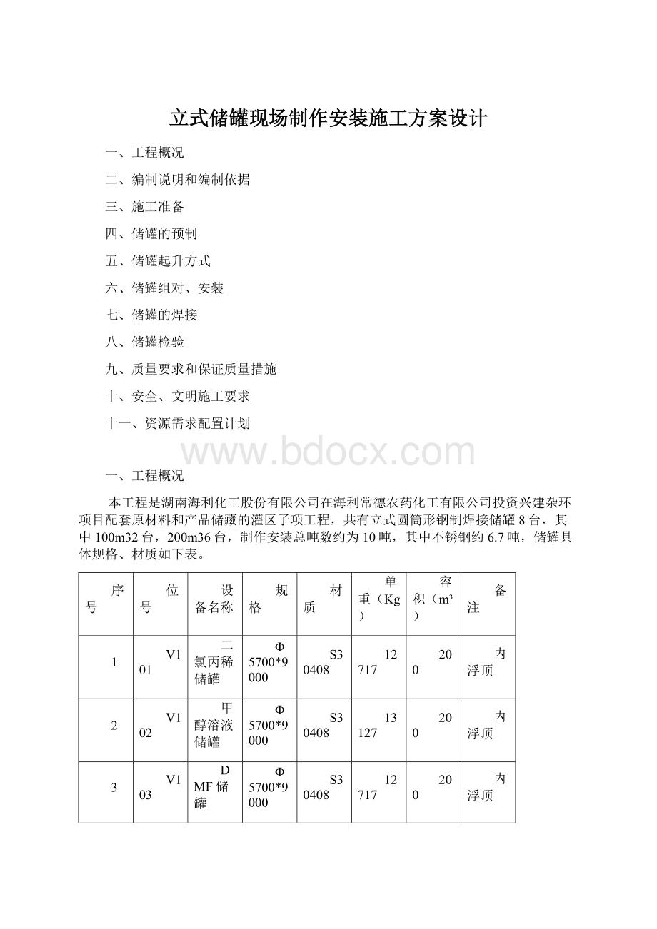 立式储罐现场制作安装施工方案设计Word文件下载.docx