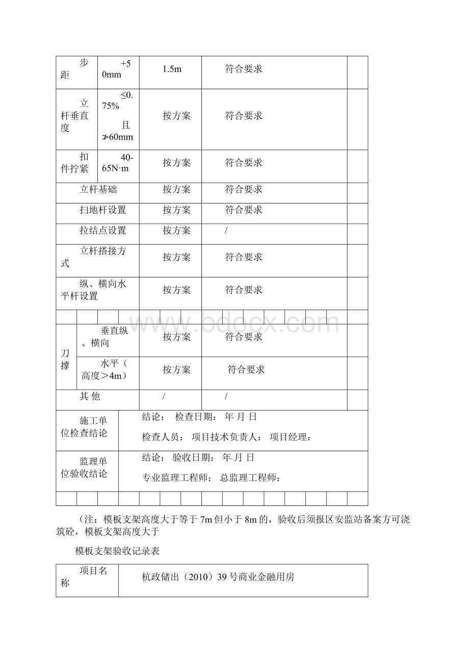 实用模板支架验收记录簿表Word文档下载推荐.docx_第2页