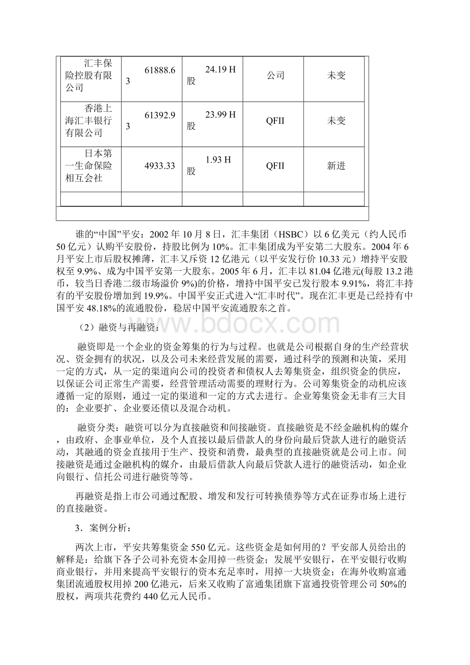 中国平安再融资案例分析Word下载.docx_第2页