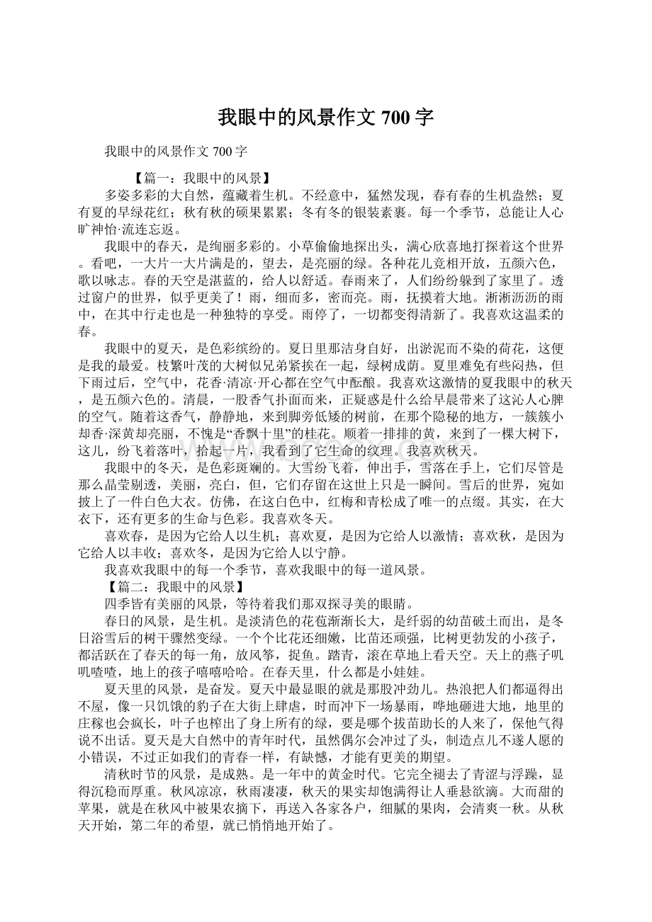 我眼中的风景作文700字Word格式文档下载.docx_第1页