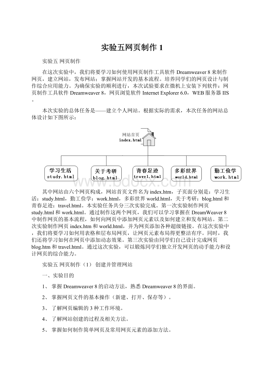 实验五网页制作1.docx